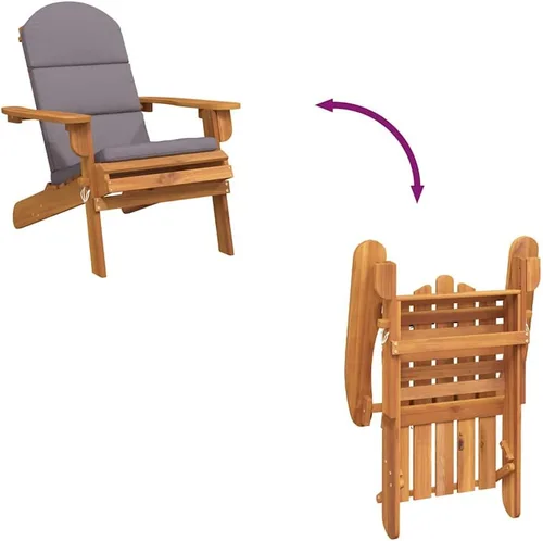 Vista 5 de Solid Acacia Wood Foldable Adirondack Garden Chair with Wide Armrests for Outdoor Relaxation and Compact Storage, Rustic Oiled Finish for Easy Brown