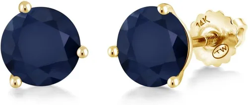 Vista 106 de Gem Stone King Aretes de Martini de oro amarillo de 14 quilates Aretes de tuerca de 3 puntas para mujeres y hombres Redondos de 0.236 pulgadas