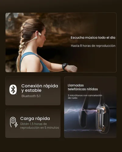 Vista 8 de SHOKZ OpenRun Pro Mini- Auriculares de conducción ósea con Bluetooth, auriculares deportivos inalámbricos de oreja abierta para correr y entrenar