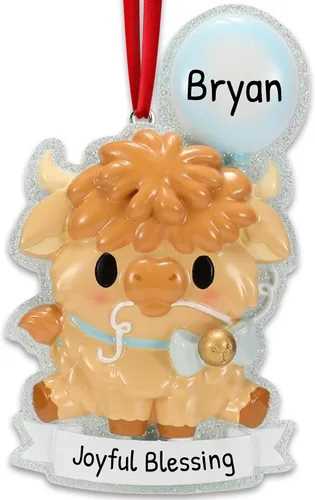 Vista 10 de Adornos personalizados para la primera Navidad del bebé 2024 – Adornos de Navidad personalizados para bebé niño, primera Navidad, adorno azul