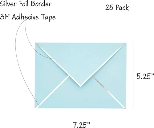 Vista 2 de Sobres A7 – Sobres de correo de lujo con solapa en V para tarjetas de 5 x 7 pulgadas – para bodas, invitaciones, baby shower, fotos, graduación
