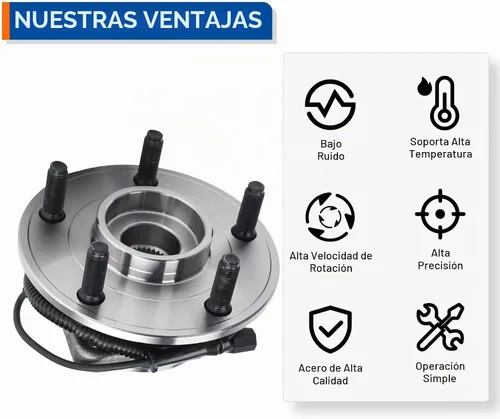 Vista 6 de Parod Par 513272 Juego de buje y rodamiento de rueda delantera Compatible con Jeep Wrangler 2007-2010 de 5 pernos con ABS