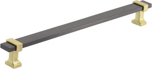 Vista 18 de Amerock Mango de gabinete Cromo negro/Oro cepillado 3-3/4 pulgadas (96 mm) de centro a centro Overton paquete de 1 unidad Jaladera