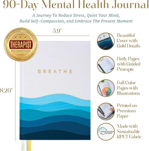 Vista 7 de Diario guiado de salud mental de 90 días para el estrés, la ansiedad y la atención plena Indicaciones guiadas diarias para aliviar el estrés