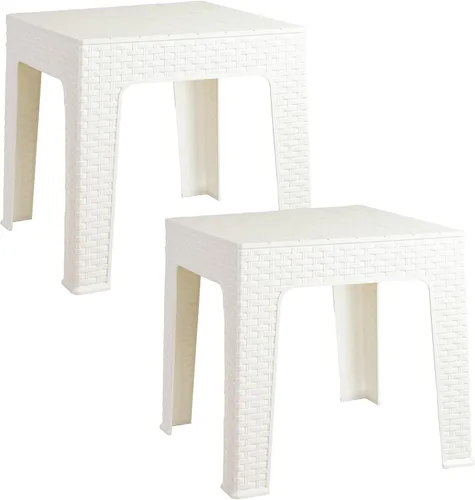 Vista 12 de Sunnydaze Adirondack - Mesa auxiliar pequeña para exteriores para elementos esenciales de balcón, mesa auxiliar cuadrada de plástico para patio