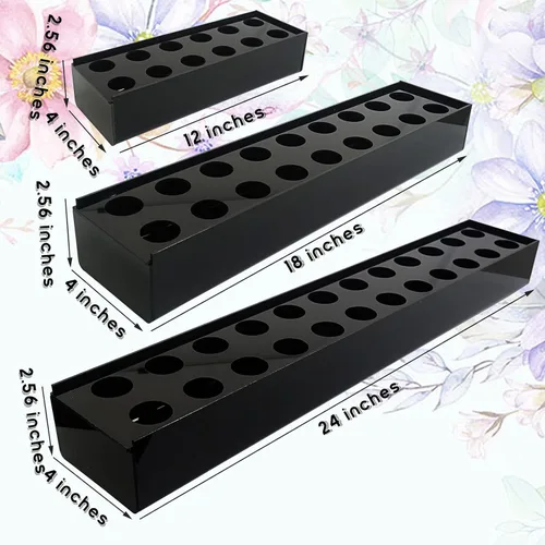Vista 2 de Jarrón largo de acrílico con agujeros para flores, florero rectangular transparente, caja de flores acrílica, longitud 12/18/24 pulgadas para flores