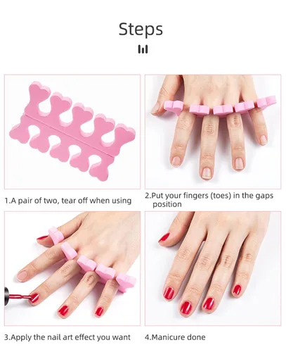 Vista 4 de Emivery 50 separadores de uñas rosadas para manicura y pedicura para mujeres y niñas
