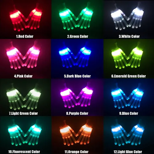 Vista 2 de Guantes LED con luz LED para niños, adolescentes y adultos, regalos de juguete para niños de 5 a 12 años de edad, para hombres y mujeres, 12