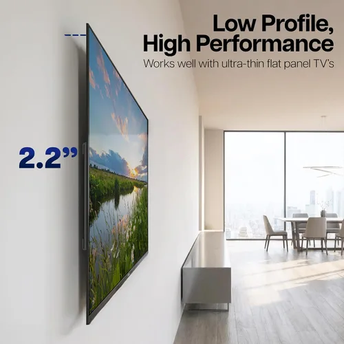 Vista 3 de VIVO Soporte de pared eléctrico de acero de perfil bajo para pantallas de plasma LCD LED de 32 a 75 pulgadas, soporte motorizado para TV con giro