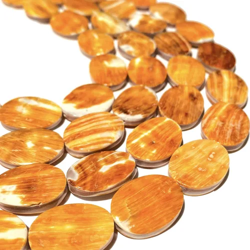 Vista 2 de ABCGEMS - Cuentas de concha de ostra espinosa naranja Sea of Cortez de México (origen ético, producción de lotes pequeños) pulidas a mano para un