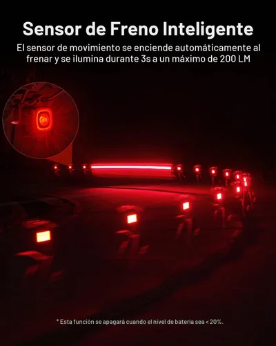Vista 6 de Magicshine SEEMEE 200 V3.0 Luces Traseras de Bicicleta Recargables USB C, Salida Máxima de 200 Lúmenes, Luces de Bicicleta con Visibilidad de 360°