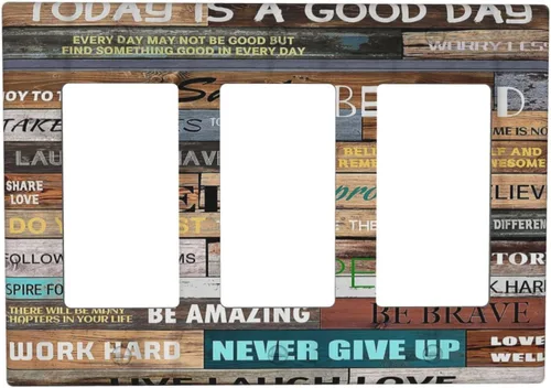 Vista 72 de Cubiertas de pared de lodge rústico retro con diseño de osos, ciervos y animales salvajes. Placas de pared dúplex simples para interruptor de luz.