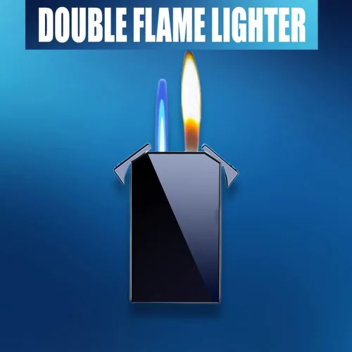 Vista 5 de Cool Jet - Encendedor de doble llama, bonito estético, recargable y ajustable, regalos únicos para hombres, velas de chimenea, camping, barbacoa