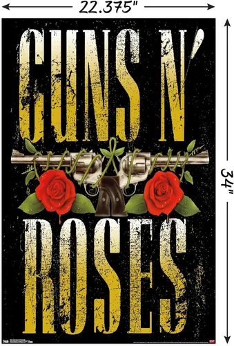 Vista 3 de Guns N' Roses - Póster de pared con logotipo apilado, 34 pulgadas de largo x 22.4 pulgadas de ancho, versión sin marco