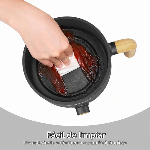 Vista 6 de Audecook Olla Caliente Eléctrica, Cocedor de Fideos Rápidos de 1.5L, Mini Multicocina Antiadherente Portátil, Olla Eléctrica de Viaje con Control