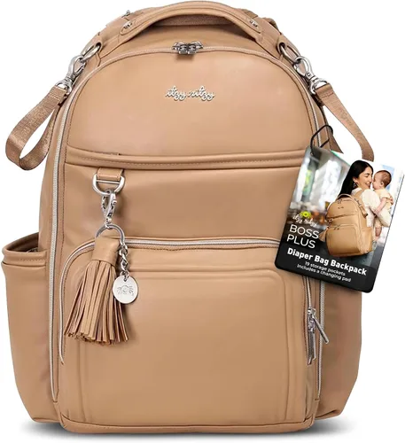 Vista 20 de Itzy Ritzy Boss Plus Mochila grande para pañales con 19 bolsillos (Aspen)