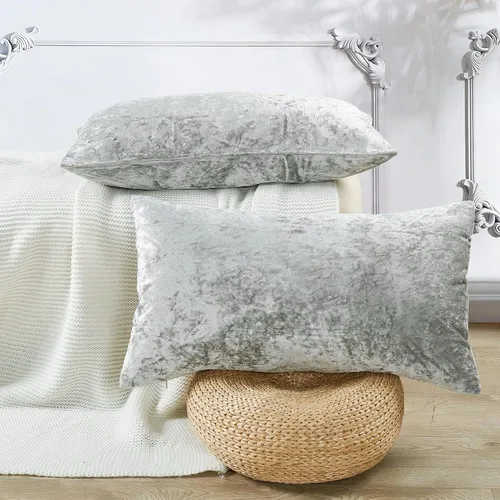 Vista 12 de Juego de 2 fundas de almohada lumbares decorativas de terciopelo abstracto de 14 x 26 pulgadas, fundas de almohada rectangulares de lujo suaves