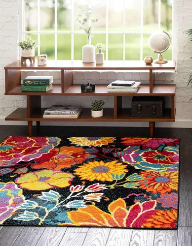 Vista 8 de Unique Loom Lyon Collection Kennedy - Alfombra ovalada (2 pies 2 pulgadas x 3 pies 1 pulgada, color negro/verde)
