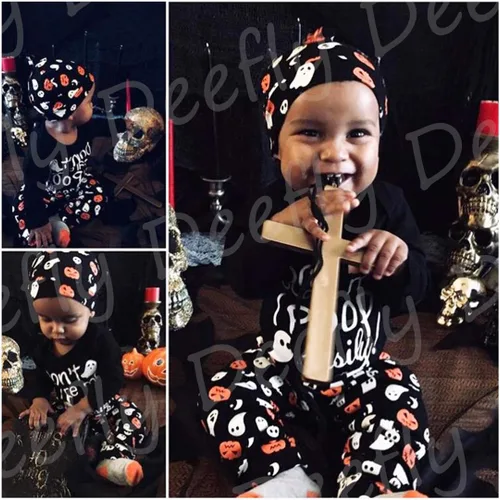 Vista 6 de Juego de 4 piezas de disfraz de calabaza para Halloween, para bebés y niños