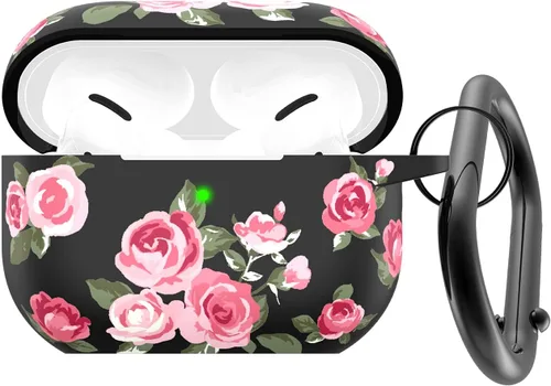 Vista 11 de Funda para Airpods Pro 2 con llavero, funda protectora de silicona suave rosa para Apple Airpods Pro Gen 2, LED frontal visible