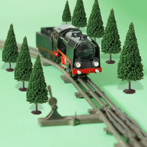Vista 3 de Cutemini 10 árboles de cedro modelo de tren, paisaje, pino, diorama en miniatura, modelo mixto para arquitectura de carretera, edificio, decoración
