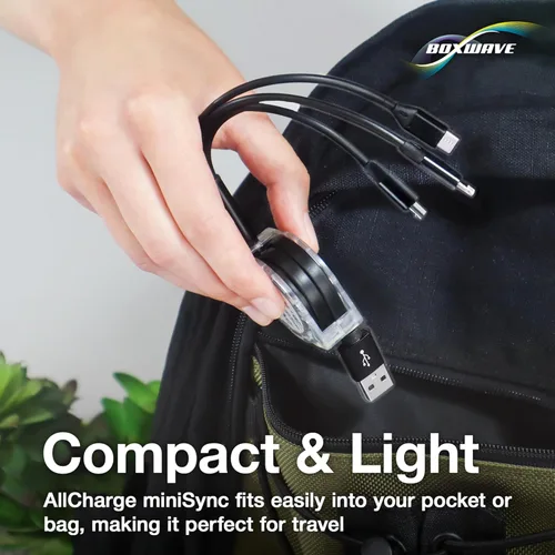 Vista 7 de BoxWave Cable Compatible with Chuwi HiPad Plus - AllCharge miniSync, Retractable, Portable USB Cable - Jet Black