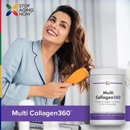 Vista 6 de Stop Aging Now - Polvo de péptidos de colágeno múltiple - Tipos i, ii, iii, v, x Sin sabor - 10.58oz