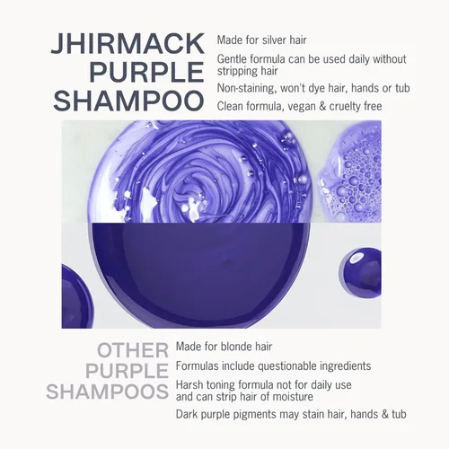 Vista 5 de Jhirmack Silver Brightening Purple Shampoo Set de 4 para todo tipo de cabello plateado, gris y rubio
