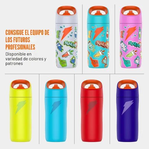 Vista 7 de Botella de agua Gatorade para niños Rookie Metal, de 12 onzas, botella de acero inoxidable, botella de doble pared con aislamiento, aislada al Azul