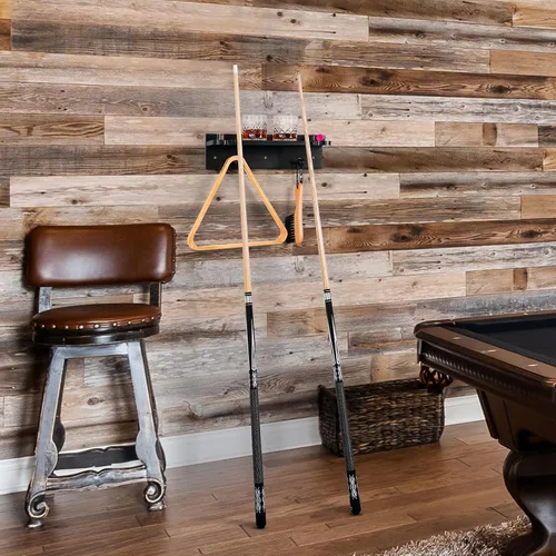 Vista 7 de XCSOURCE - Estante de pared para taco de piscina con soporte para bebidas y almacenamiento de bolas