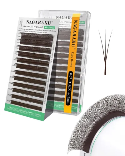 Vista 69 de NAGARAKU Extensiones de pestañas prefabricadas en abanico 3D W 0.05 C 0.315 0.05-C 3D W