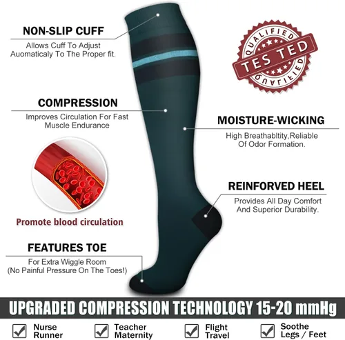 Vista 24 de Bluemaple 6 Pack Copper Compression Socks for Women and Men Circulation-Best Support for Medical, Running,Nursing,Athletic