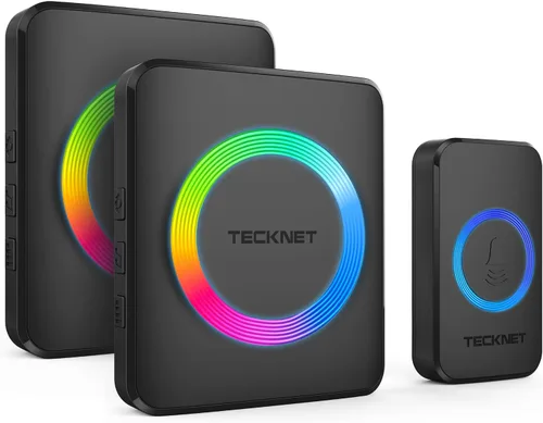 Vista 9 de TECKNET Timbre inalámbrico, timbre de puerta 0-120dB, alcance inalámbrico de 1300 pies, timbres para aulas resistentes al agua IP65, 60 sonidos