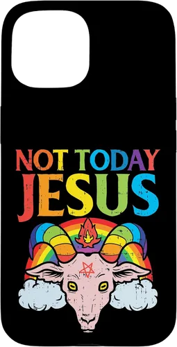 Vista 6 de Today Not Jesus Satan Goat Satanic Rainbow Satanism Gift Case for iPhone 17