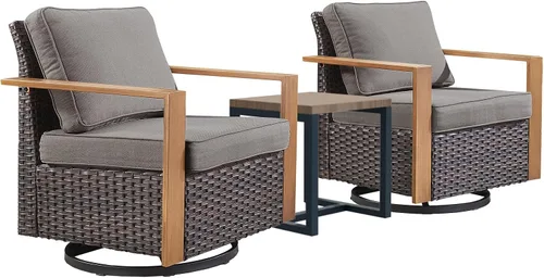 Vista 8 de Rilyson Sofá de mimbre para patio al aire libre, sofá de muebles de patio de ratán con marco resistente, mimbre de polietileno para todo