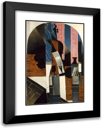 Vista 3 de ArtDirect Gris, Juan 19x24 Black Modern Framed Art Print Titled: Violin and Ink Bottle on a Table