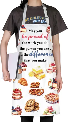 Vista 5 de Delantal de chef pastelero - Regalos para amantes de los postres - Delantal para hornear con postres