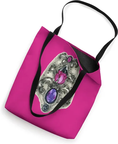 Vista 2 de Magenta rose and filigree flowers petals thorns garden plant Tote Bag