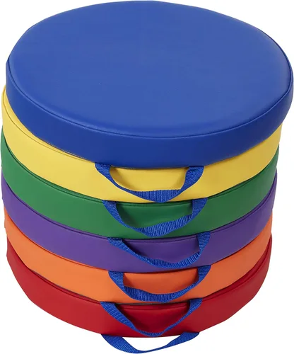 Vista 5 de Norwood Commercial Furniture - Taburetes apilables coloridos para niños y adultos (17.75 pulgadas de altura) + cojines redondos SoftScape de 15