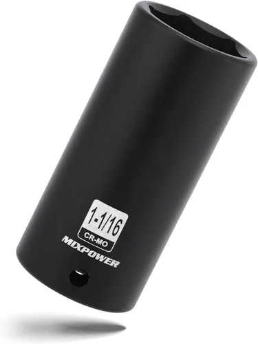 Vista 27 de Zócalo de impacto poco profundo de 1/2", CR-MO, 1-1/4", 6 puntos, diseño de esquina de radio, tuerca de eje de grado de impacto para fácil extracción