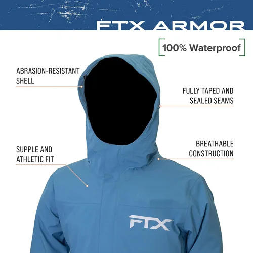 Vista 4 de FROGG TOGGS Chaqueta de pesca FTX Armor Premium impermeable para hombre Azul océano