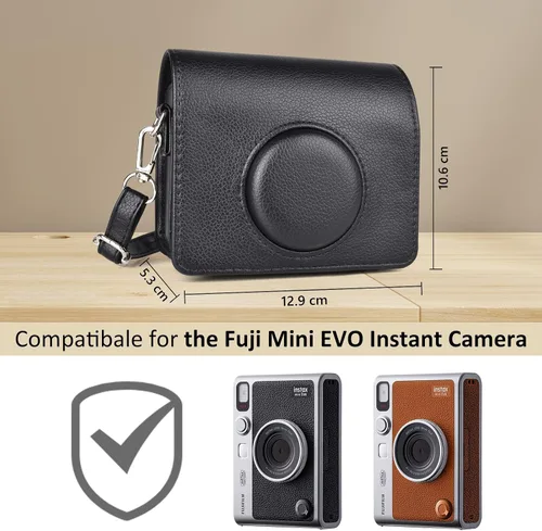 Vista 8 de MUZIRI KINOKOO Funda Mini EVO, Cuero PU con Textura de Lichi, Funda Protectora para Cámara Instantánea Instax Mini EVO con Orificio de Carga Preciso