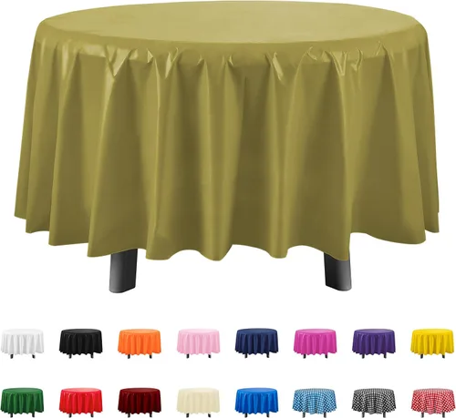 Vista 8 de Eleclassi Negro Paquete de 12 Manteles Redondos de Plástico Desechables Premium - Manteles de Mesa de Plástico Redondos de 84 Pulgadas para Fiestas