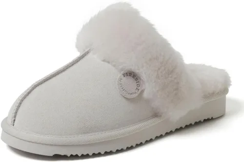 Vista 62 de Dearfoams Fireside Sydney Pantuflas anchas de piel de oveja para mujer, para interiores y exteriores