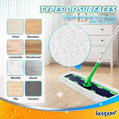 Vista 5 de KEEPOW Recambios húmedos reutilizables XL compatibles con Swiffer Sweeper XL, paños de barrido secos XL, paños de trapeador húmedos, almohadillas