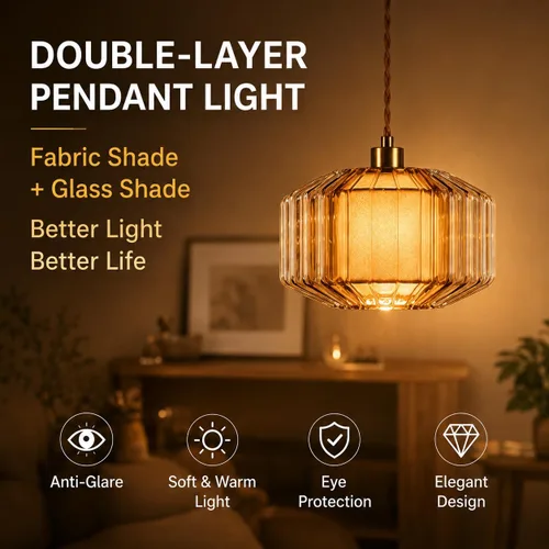 Vista 4 de ZECOXOL Lámpara colgante enchufable Fuente de alimentación enchufable, iluminación interior Ámbar-vidrio-capa única