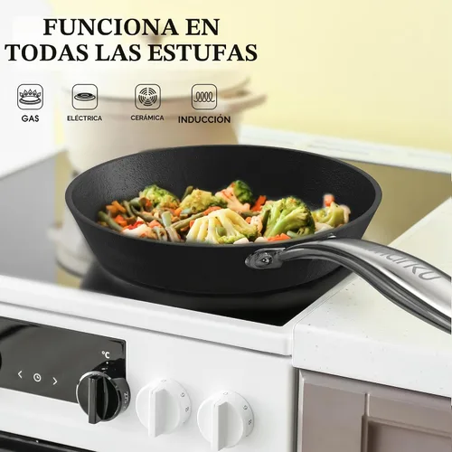 Vista 4 de imarku - Sartén antiadherente con 3 piezas, sartén para tortillas con asa que no se calienta, sartén para cocinar saludablemente, libre de PFAS PFOA