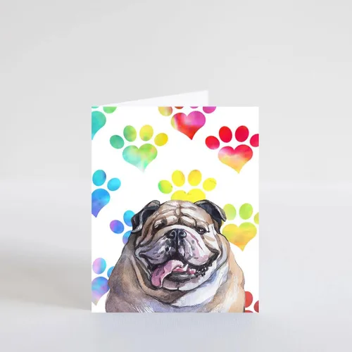 Vista 4 de Tarjeta de felicitación de bulldog inglés, tarjeta para esposa, marido, novio, novia, perro, mamá, papá, tarjeta para él, su amigo, hermano