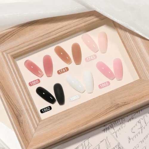 Vista 5 de GAOY - Juego de gel polivinílico de 6 colores clásicos rosa desnudo negro, kit de mejora de uñas de gel para arte de uñas DIY