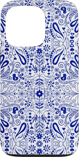 Vista 10 de Folk Art Pattern Blue Chinoiserie Birds Flowers Scandinavian Case for iPhone 17
